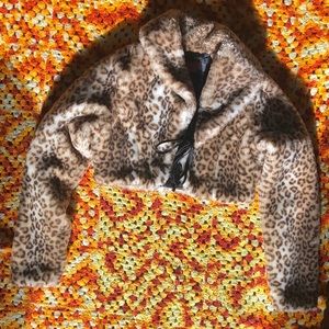 90s vintage cropped leopard coat with silk lining